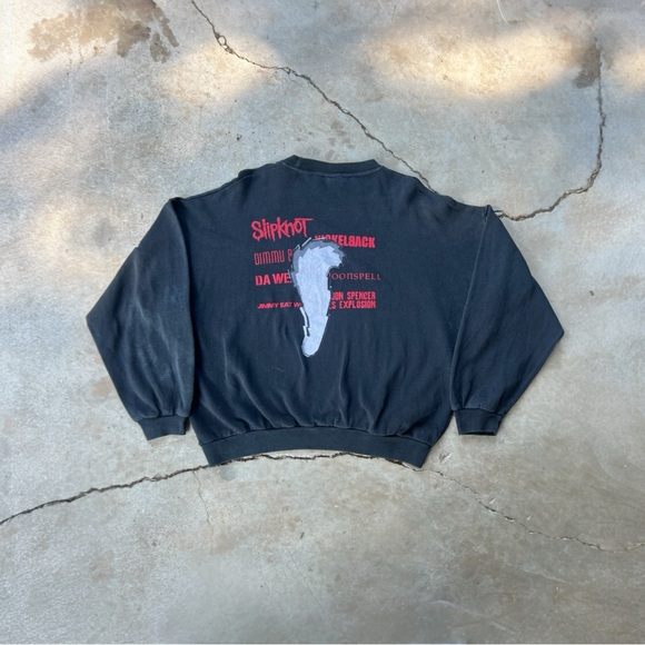 SLIPKNOT XL CREWNECK BLK 2002 Y2K NICKELBACK MOONSPELL JIMMY EAT - Picture 1 of 4